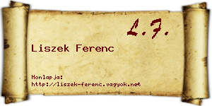 Liszek Ferenc névjegykártya